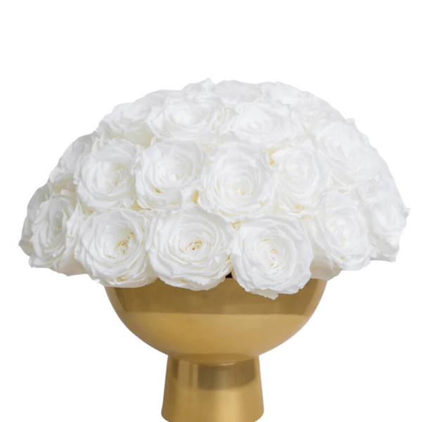 Arreglo de 40 Rosas Preservadas en Base Dorada