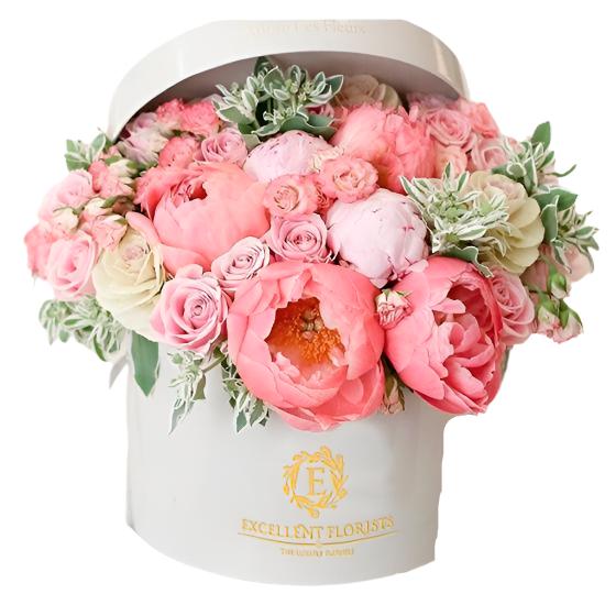Coral Peonies & Pink Preserved Flowers Excellent Florists miami