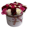 Two Dozen Roses in a Round Box - Mix Colors
