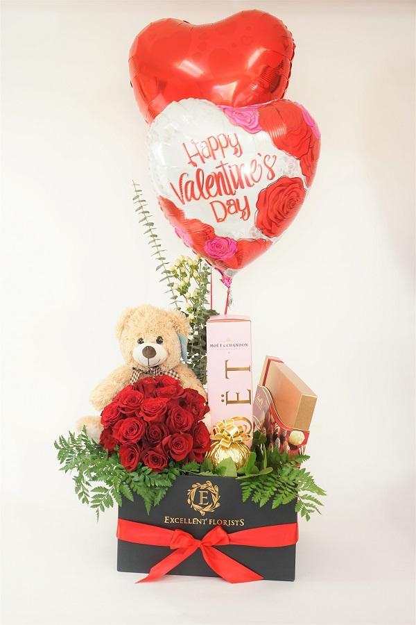 Bear,Red Roses & Chocolates - Excellent Florists 