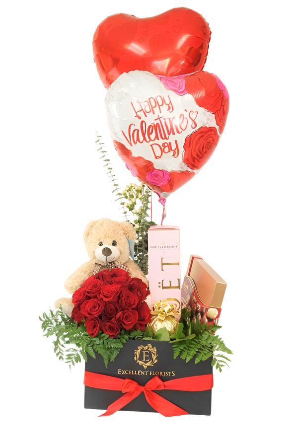 Bear,Red Roses & Chocolates - Excellent Florists