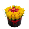 Two Dozen Roses in a Round Box - Yellow