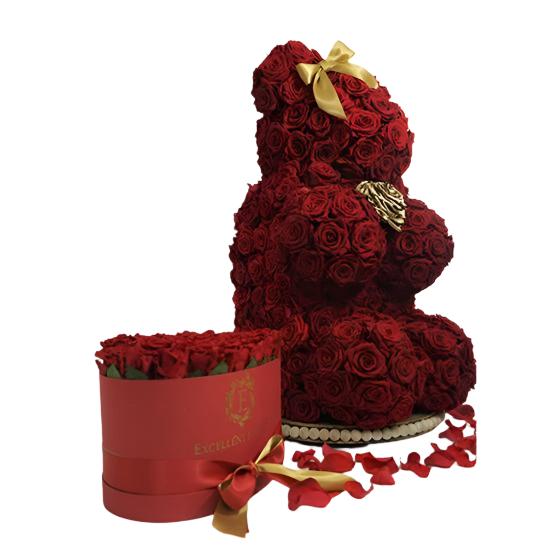 EVERLASTING ROSE BEAR 70 CM - Excellent Florists