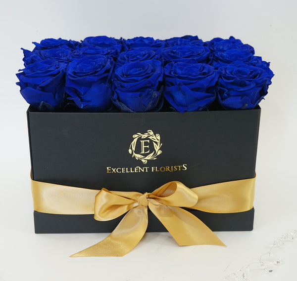 Medium Square Blue Preserved Roses - Excellent Florists 