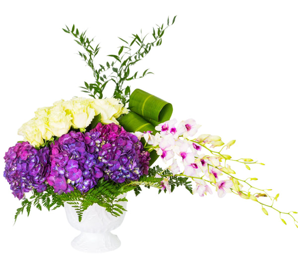 Orchids & Purple Hydrangea - Excellent Florists