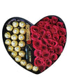 Heart Natural Roses and Champagne bottle in a Box