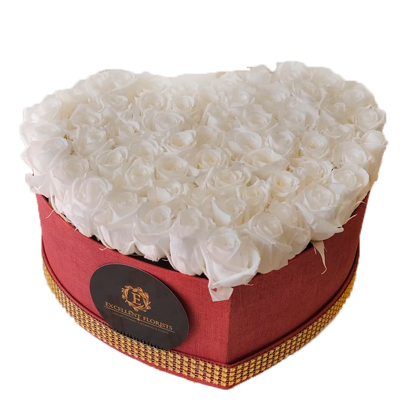 Heart White Preserved Mini Rose Box promotion