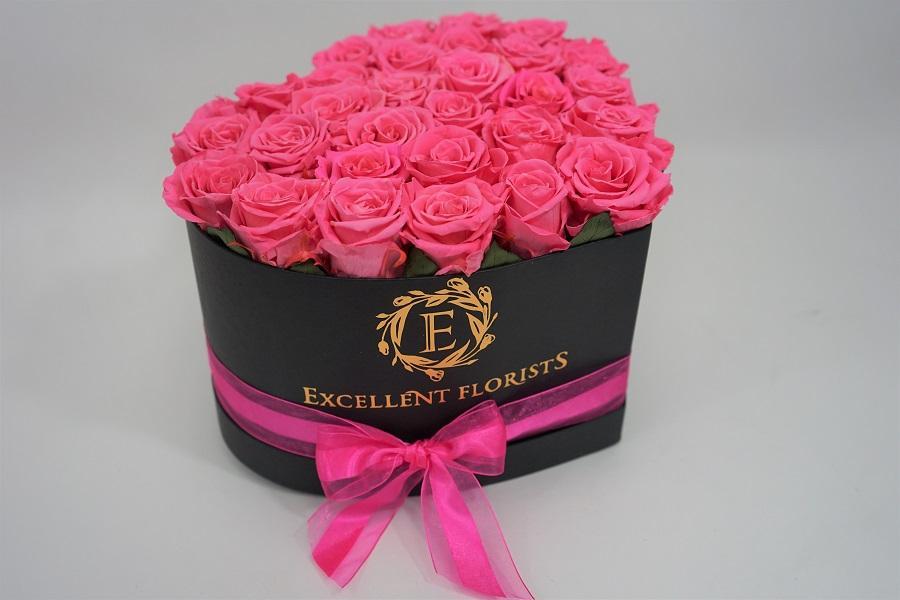 Heart Box Hot Pink - Excellent Florists
