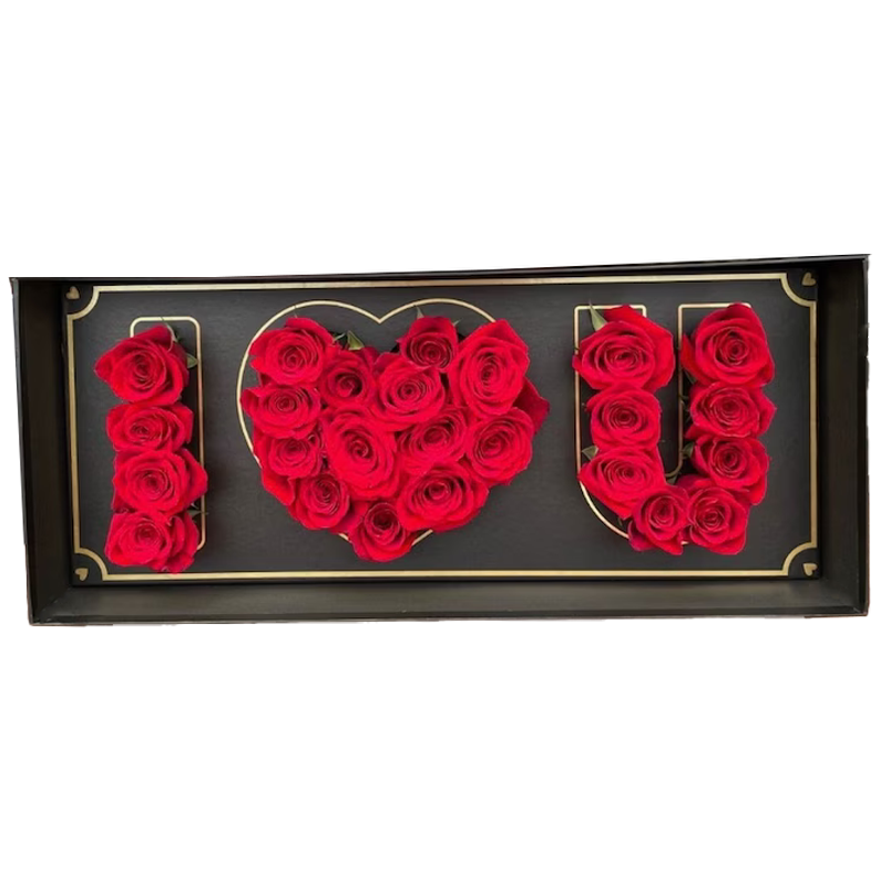 I Love You box Preserved Roses