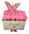 It´s a Girl Square Preserved Roses