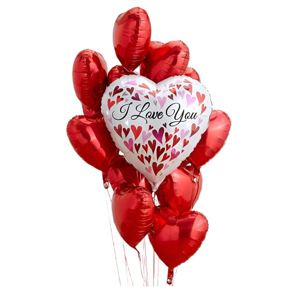 Red Heart Balloon Bouquet 11pc