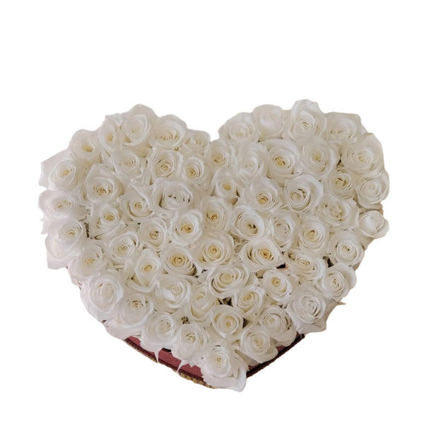 Heart White Preserved Mini Rose Box promotion