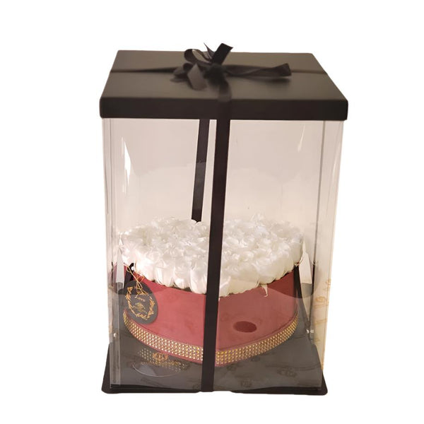 Heart White Preserved Mini Rose Box promotion