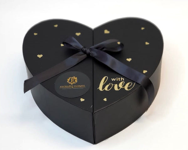 Heart Preserved Roses and Champagne bottle in a Box