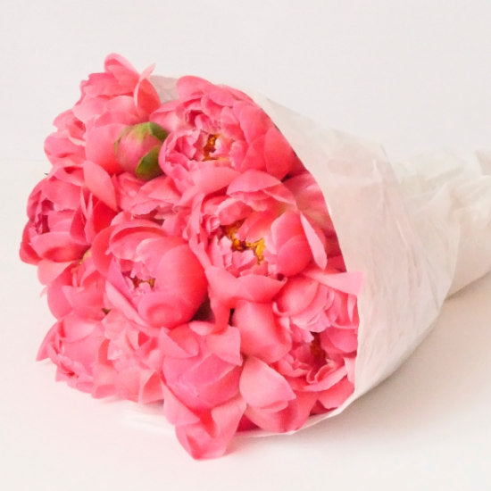 coral charm peony bouquet