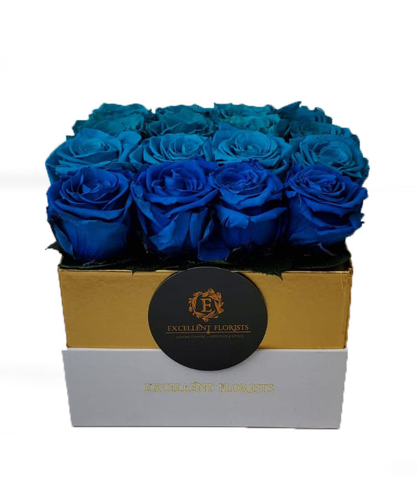 Blue Light Square Preserved Roses