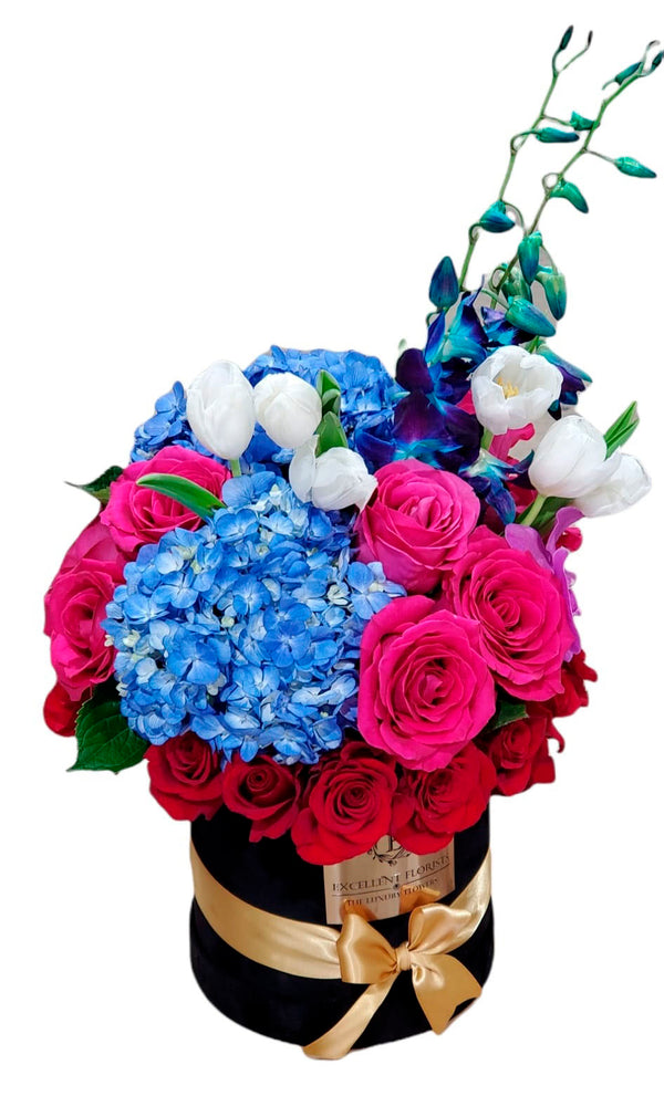 Luxury Box Tulips Roses and Orchids