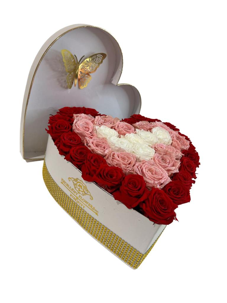 Pink  & White  Preserved Roses