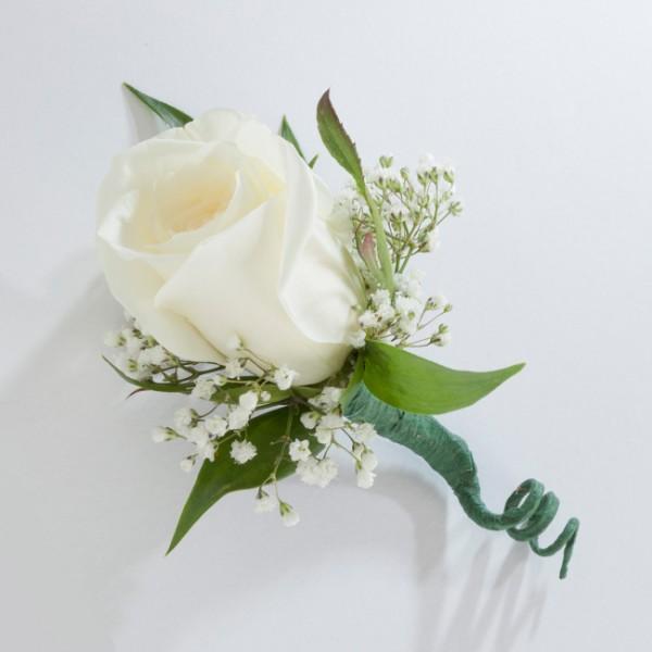 White Rose Boutonniere - Excellent Florists 