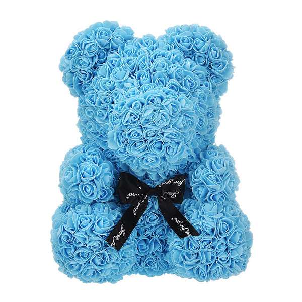Rose Teddy Bear Sky Blue Gift Box  14"