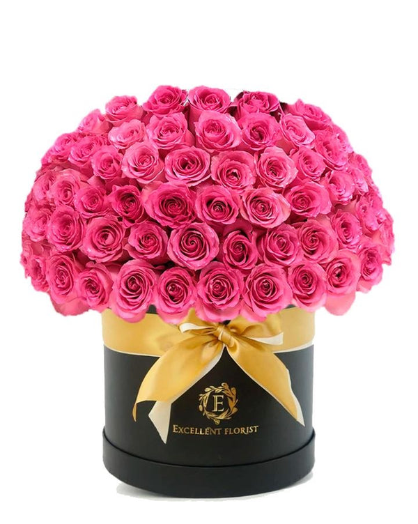 pink roses in a box miami delivery