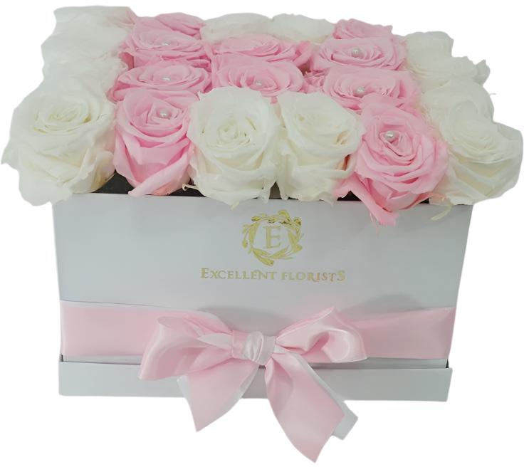 Medium Square Light Pink Preserved Roses - Excellent Florists