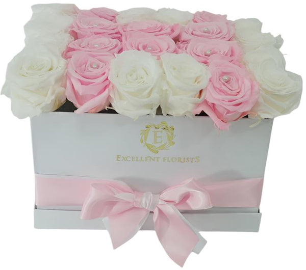 Medium Square Light Pink Preserved Roses - Excellent Florists