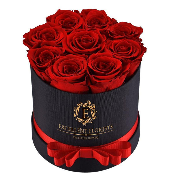 Red Preserved Roses Excellent Florists. Excellent Florists Luxury Flowers.  This beautiful arrangement of Excellent Flowers ETERNITY preserved roses is arranged for beauty and durability. They create a long-lasting impression which is sure to make someone a happy time and time again.
