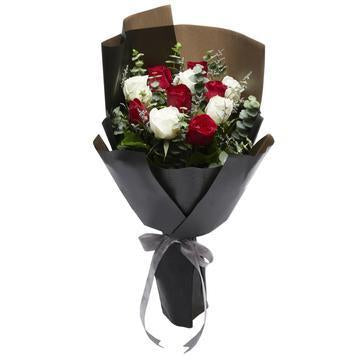 Dozen Mix color rose Bouquet with Greenery * VASE NOT INCLUDED
