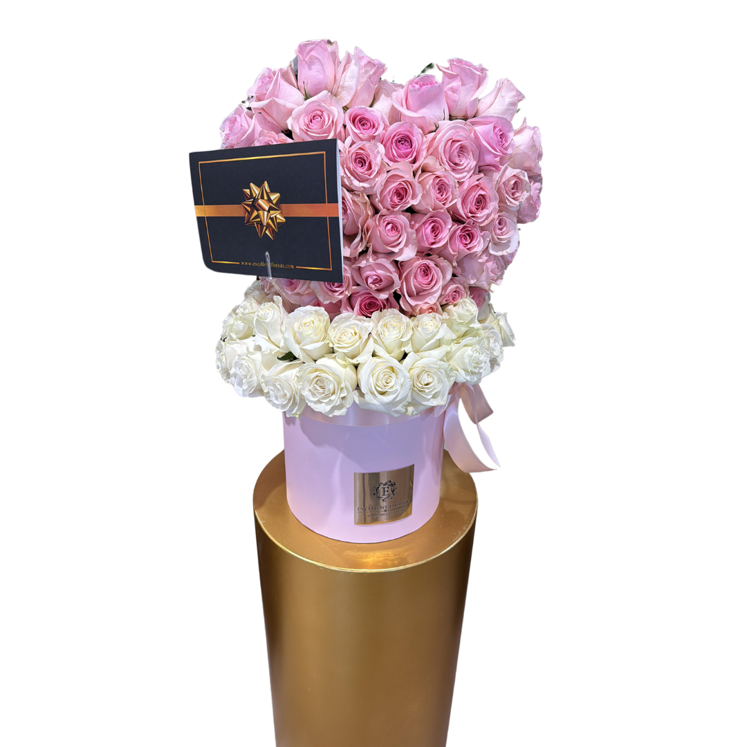 Luxury Box with Premium Bicolor Roses - Elegant Floral Arrangement