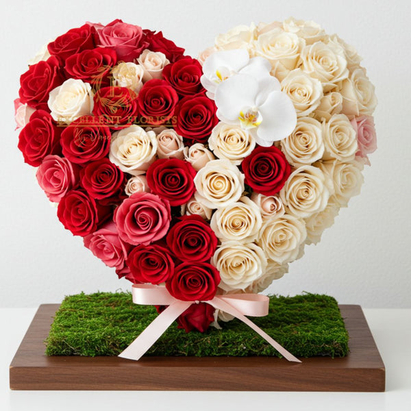 Heart-Shaped Floral Arrangement with Red Roses