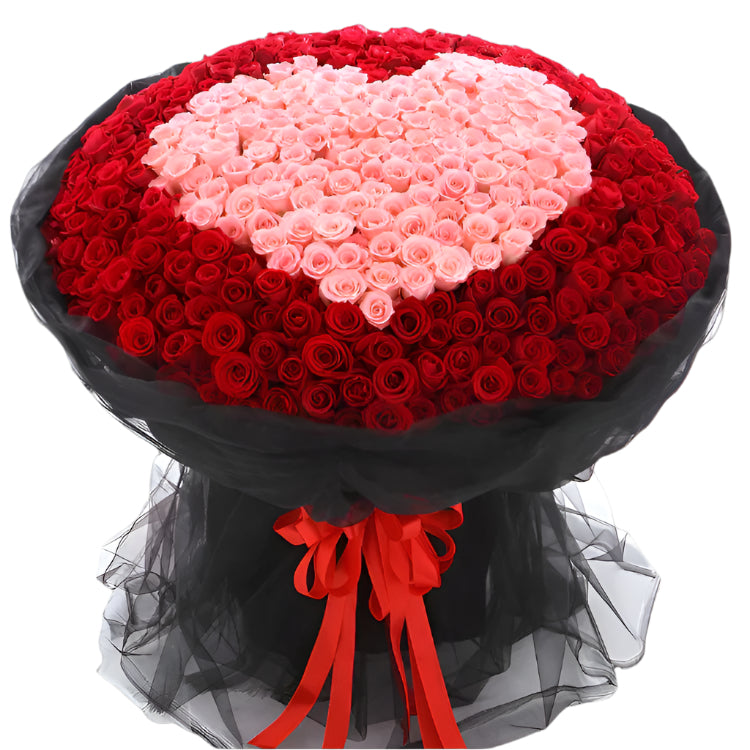 520 premium roses in heart-shaped bouquet