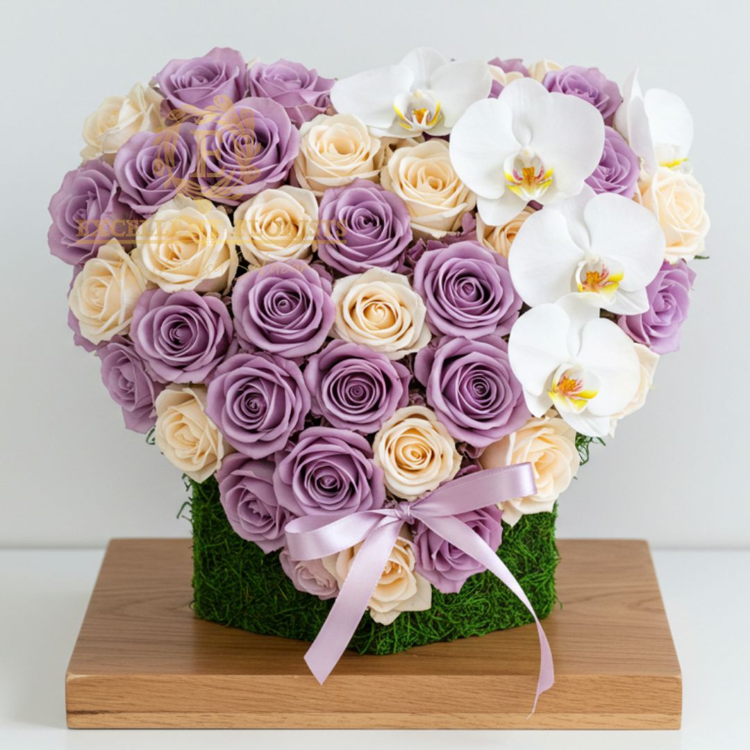 Heart-Shaped Floral Arrangement with Red Roses