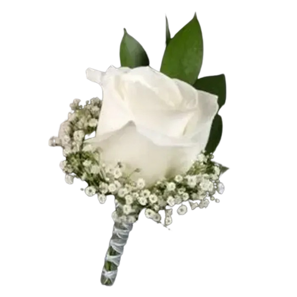Single white rose Boutonniere