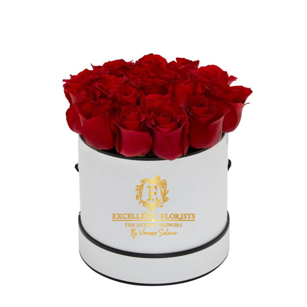 Two Dozen Roses in a Round Box - Red Roses