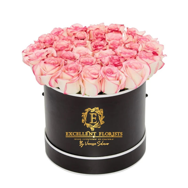 Two Dozen Roses in a Round Box - Special Pink