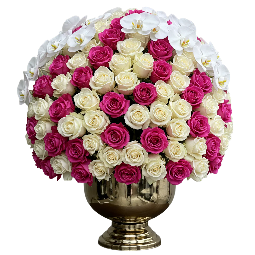 Ethereal Bloom – Luxurious Rose & Orchid Arrangement