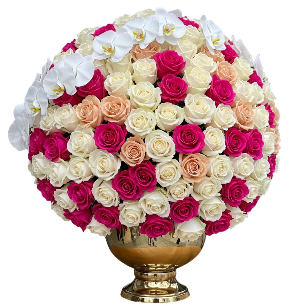 Ethereal Bloom – Luxurious Rose & Orchid Arrangement