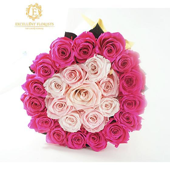 Large Round Pink Preserved Roses - Excellent Florists 