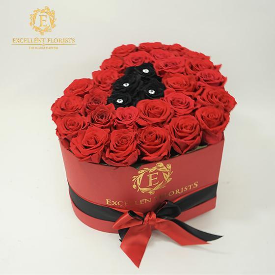 Heart Box Black & Red - Excellent Florists 