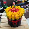 Two Dozen Roses in a Round Box - Yellow