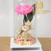 Jumbo Preserved Rose in a Dome w/ Chocolate Compartment and Figurines