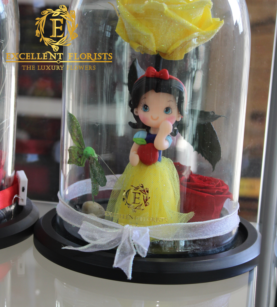 Preserved Roses with Princess Figurine in a Dome