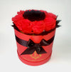 Preserved Red and Black Roses in a round box