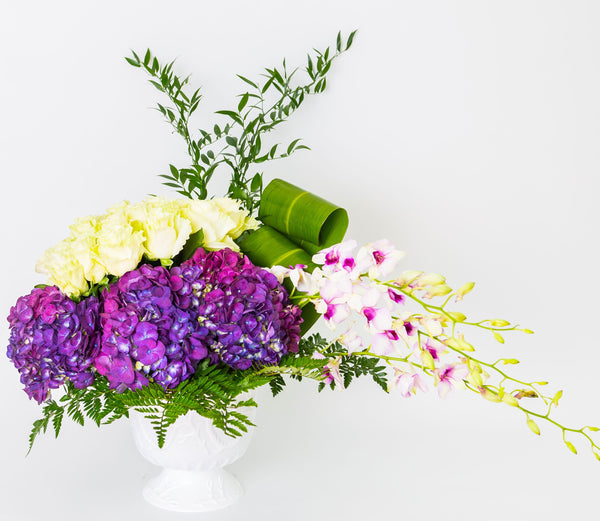 Orchids & Purple Hydrangea - Excellent Florists 