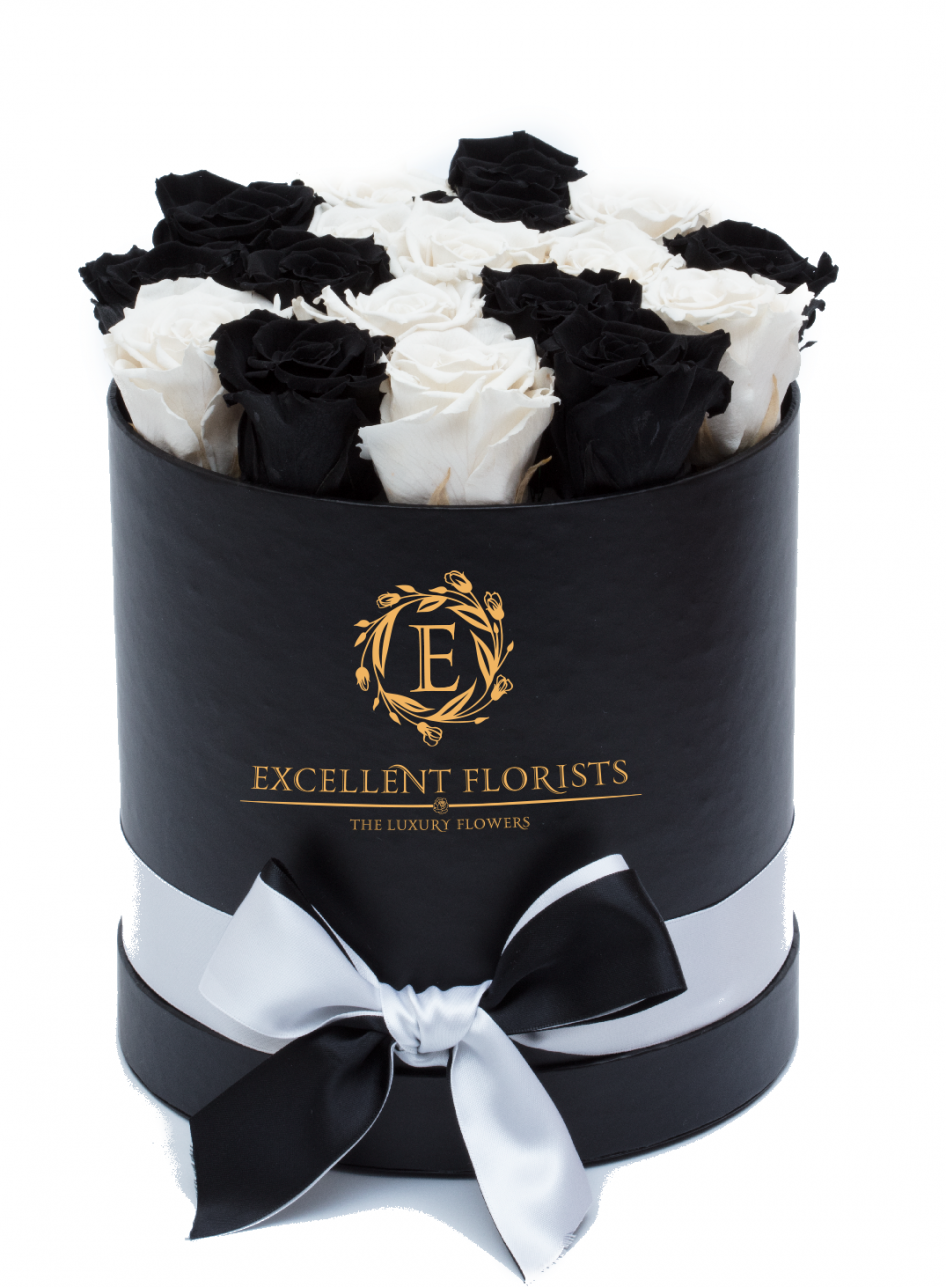 Black & White Preserved Roses - Excellent Florists 