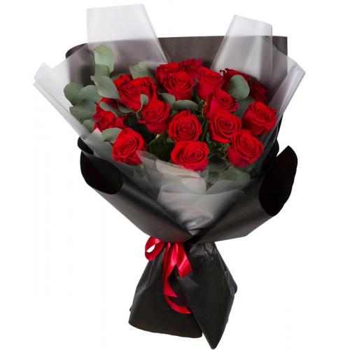 Dozen Red Rose Bouquet with Greenery * Vase not included