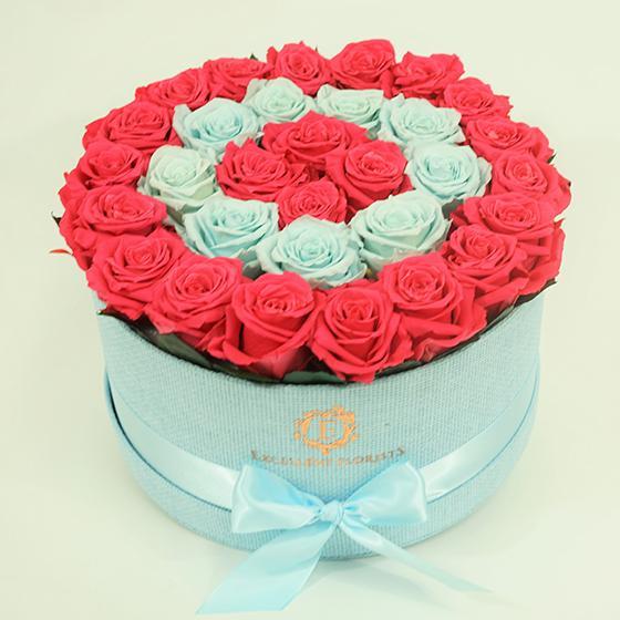 Bicolor Sky Blue and Pink Roses Preserved Roses Excellent Florists preserved flowers