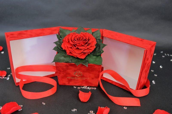 Open my heart | Red  box | Red Heart-Shaped Preserved Rose - Excellent Florists 