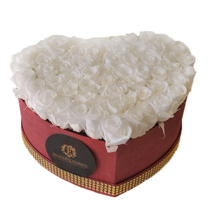 Heart White Preserved Mini Rose Box promotion